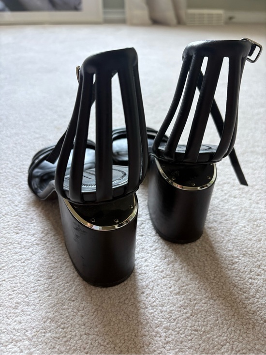 Alexander Wang Shoes - Alexander Wang Black Cage Strap Block Heel Sandals
